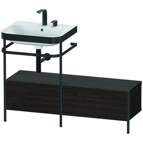 Duravit Happy D.2 Plus Möbelwaschtisch-Kombination HP4760E6969 120x49cm, mit Metallkonsole, 2 Hahnlöcher, nussbaum gebürstet