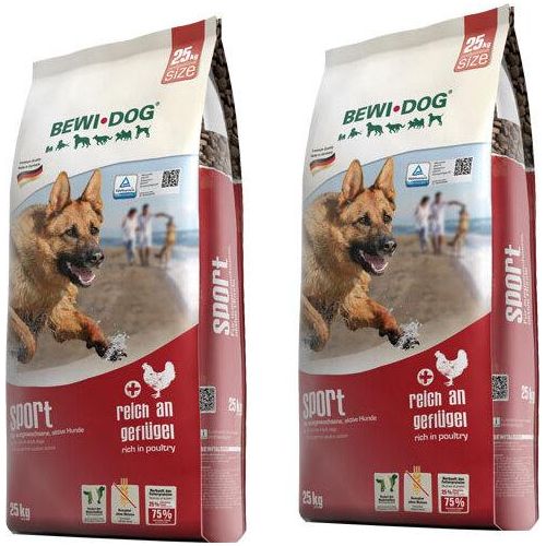 Hundefutter Sport für aktive Hunde mit optimiertem Eiweiß-Energie-Verhältnis weizenfrei 2 x 25 kg