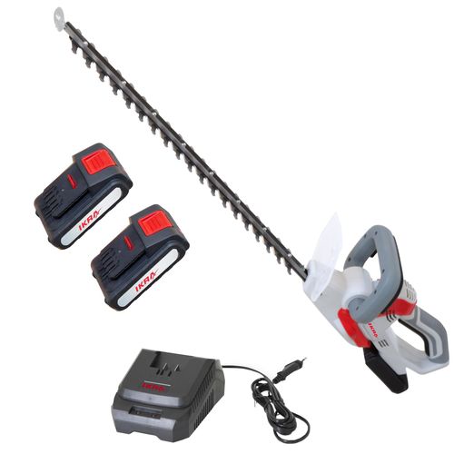 IKRA Akku Heckenschere IAHS 20-1| 20V | 54 cm Schnittlänge | 18 mm Schnittstärke | Schnellstop| inkl. 2 Akkus (2,0 & 2,5 Ah) & Schnelllader