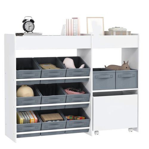 Kinder-Aufbewahrungsregal, Spielzeugschrank für Kinder mit 11 Stoffboxen, Spielzeugaufbewahrung