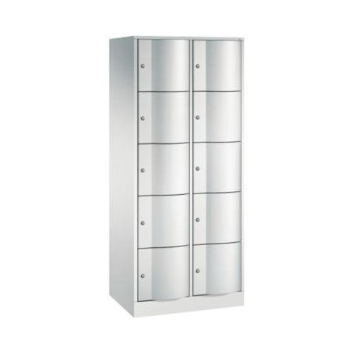 C+P Schließfachschrank Resisto, 2 Abteile, 10 Fächer, B 772 x T 540 x H 1950 mm, Lichtgrau/Lichtgrau