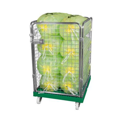 Drahtgitterbehälter 4-seitig, 1020 auf Kunststoffrollbehälter, grün RAL6024