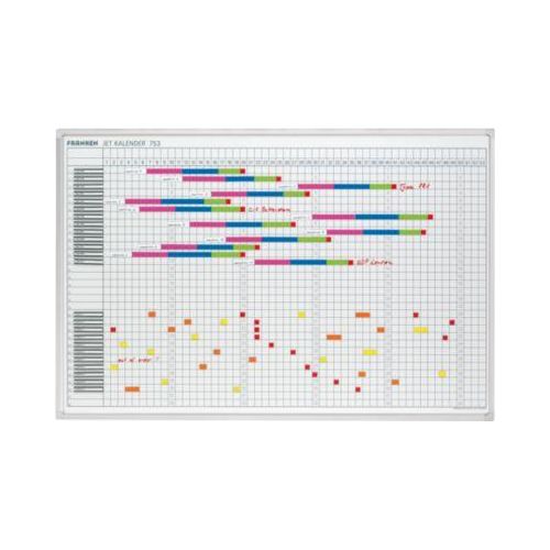 Franken Jahreskalender JetKalender JK753, 53 Kalenderwochen, magnethaftend, Ablageschale, B 900 x H 600 mm, Stahl & Aluminium, weiß