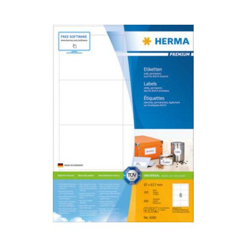 Herma Premium-Etiketten Nr. 4280 auf DIN A4-Blättern, 800 Etiketten, 100 Bogen