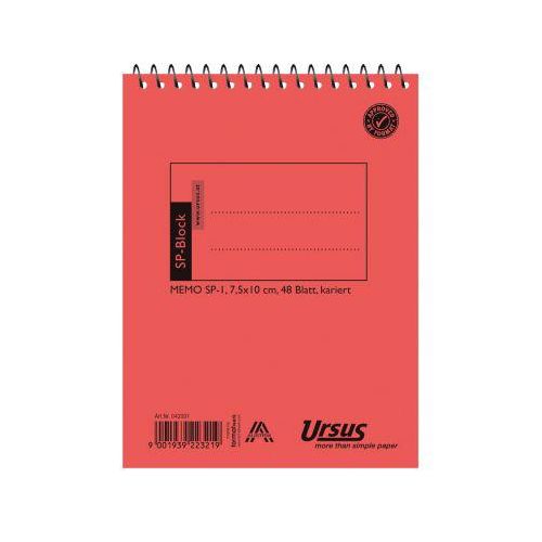 Ursus Spiralblock, 4 mm kariert, 48 Blatt/Block, 70 x 100 mm