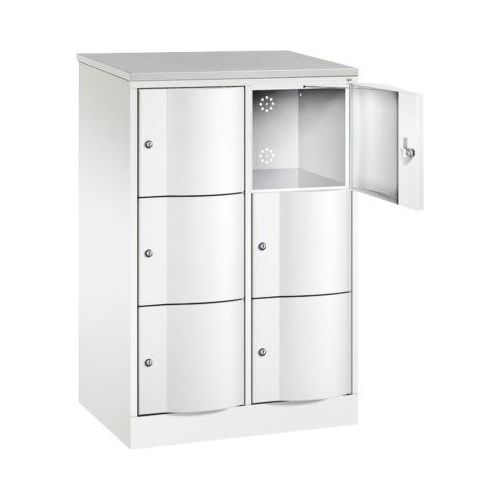 C+P Schließfachschrank Resisto, 2 Abteile, 6 Fächer, B 772 x T 540 x H 1255 mm, Verkehrsweiß/Verkehrsweiß