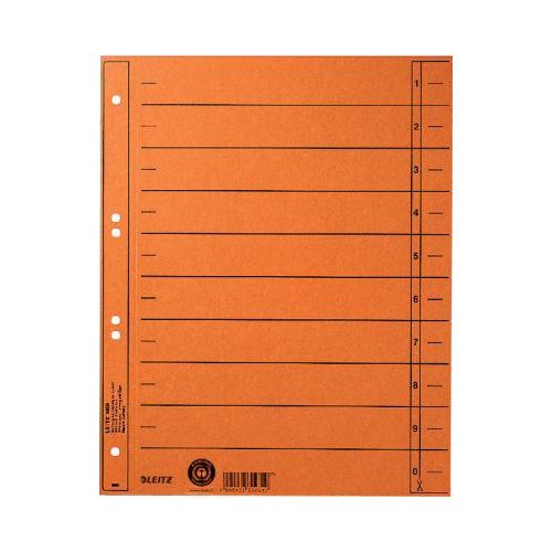 LEITZ® Trennblätter, DIN A4, Zahlen, 100 Stück, orange