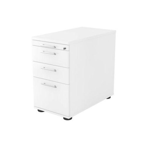 Standcontainer ULM, 1 Utensilienauszug, 2 Schübe, 1 HR-Auszug, B 428 x T 800 x H 720-760 mm, weiß/weiß