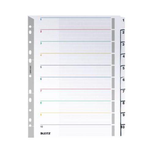 LEITZ® Wiederbeschreibbare Kartonregister, Zahlen 1-10, mit Lochung