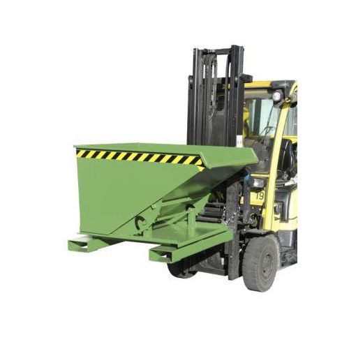 Kippbehälter Typ 3S 600, Tragfähigkeit 1000 kg, mit 3-seitiger Kippfunktion, grün RAL 6011
