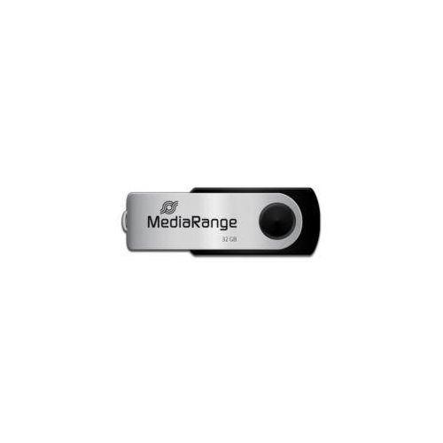 USB Stick MediaRange Serie MR, 32 GB, USB 2.0, Drehkappengehäuse, B 11 x T 11 x H 56 mm, schwarz-silber