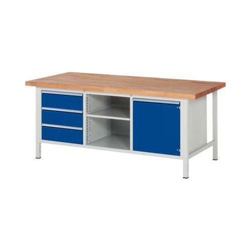 Werkbank Serie 8563, 3 Schubladen, 1 Fachboden, Tür mit Fachboden, T 900 mm