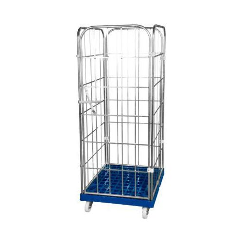 Kunststoff-Rollplatte mit 2 Seitengittern, 1 Rückwand, 1 Vorderwand, einzianblau RAL 5010