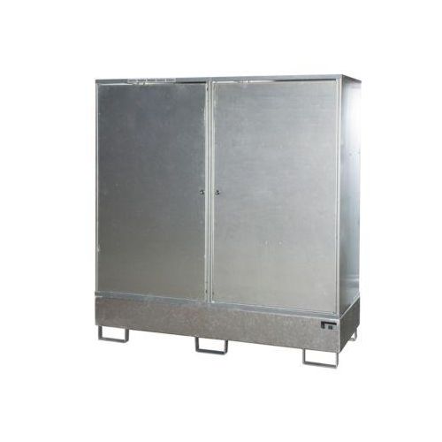 Gefahrstoffschrank BAUER GS-2, Stahlblech, unterfahrbar, für 2 x 200 l Fässer, B 1680 x T 690 x H 1780 mm, verzinkt