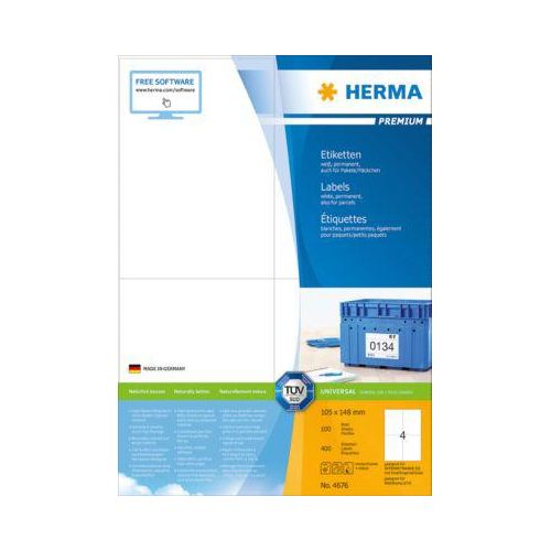 Herma Premium-Etiketten auf DIN A4-Blättern, 400 Etiketten, 100 Bogen