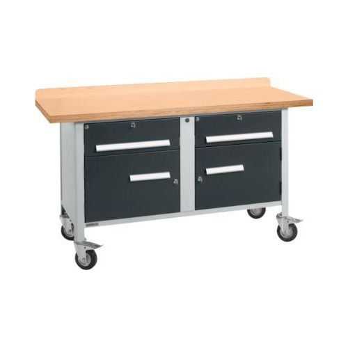 Mobile Werkbank Schäfer Shop Select PWi 150-0, Buche Multiplexplatte, bis 400 kg, B 1500 x T 700 x H 840 mm