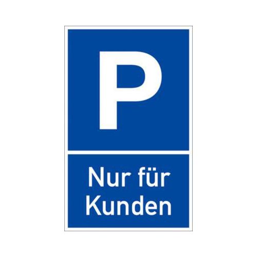 moedel Parkplatzschild „Nur für Kunden“, für die Wand- und Pfostenmontage, L 400 x B 250 mm, Aluminium, weiß-schwarz-blau