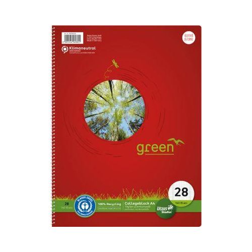 Ursus® Green Collegeblock, A4, 160 Bl. 5mm kariert
