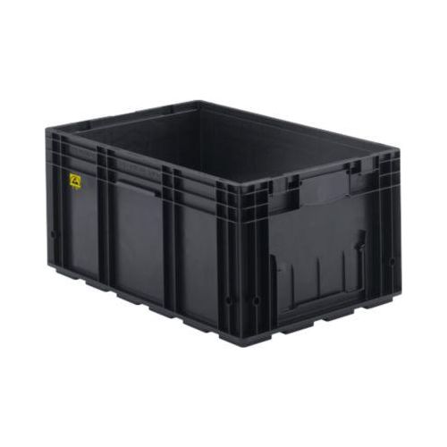 Kleinladungsträger R-KLT 6129 ESD, Kunststoff, B 600 x T 400 mm, bis 20 kg, schwarz ableitend