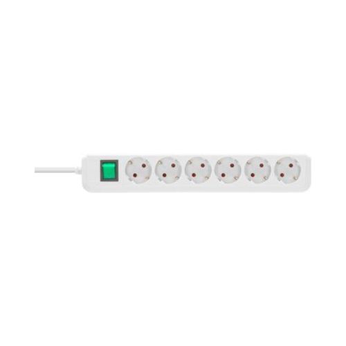 Brennenstuhl Eco-Line Steckdosenleiste 6-fach, 1,5 m Kabel, 45°-Anordnung, erhöhter Berührungsschutz, L 360 x B 90 x T 65 mm, weiß