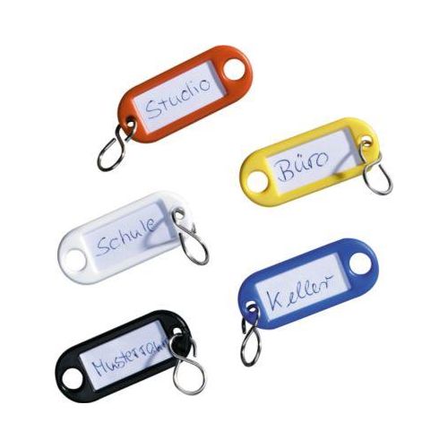 Schlüsselanhänger und Kennringe, 16 farbsortierte Teile, Kunststoff