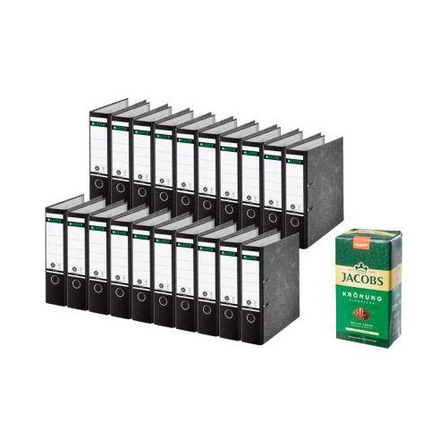 LEITZ® Ordner 1080, DIN A4, 80 mm, 20 Stück + gratis Jacobs Krönung Kaffee, 500 g