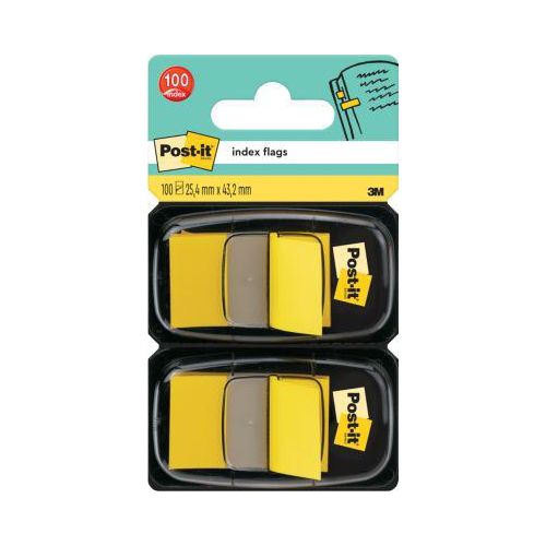 Post-it® Index Haftstreifen 680-YW2, ablösbar, B 25,4 x T 43,2 mm, gelb, 2 Spender, 50 Haftstreifen/Spender