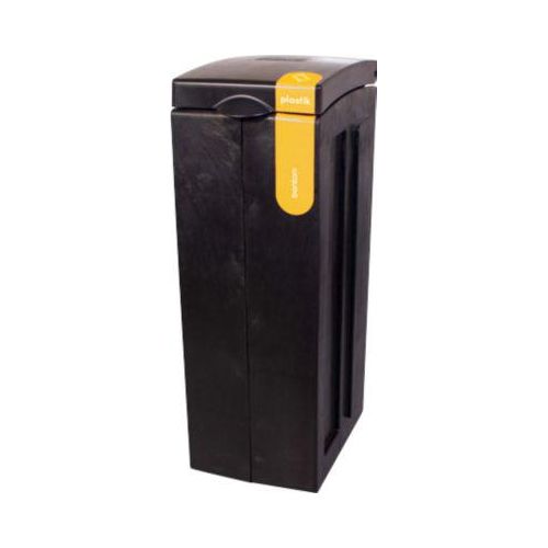 BonTon Abfalltrennsystem Plastik-Abfall, 70 Liter, recyceltes Polypropylen, einzigartiges Design, B 280 x T 430 x H 771 mm, gelb/grau