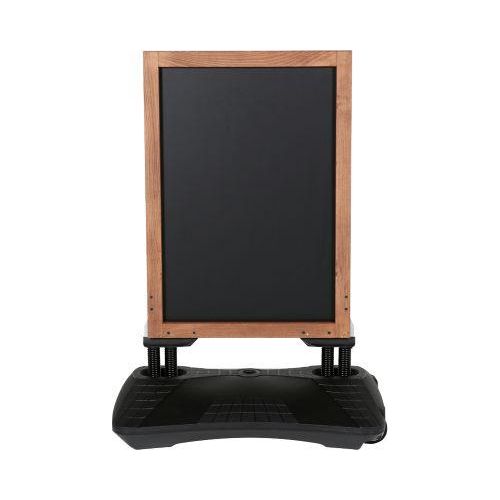 Update Display Kreidetafel WindPro WOOD, beidseitig beschriftbar, Kunststoff-Fuß, Laufrollen, magnethaftend, Kiefer, 460 x 680 mm