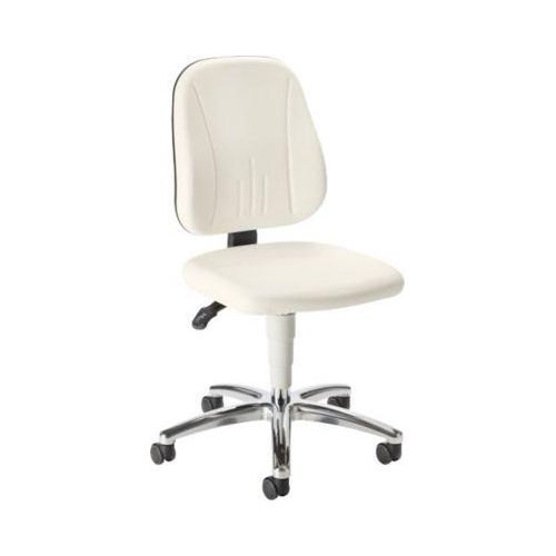 Praxisdrehstuhl bimos, mit Rollen, für Labore & hygienekritische Bereiche, höhenverstellbar, B 460 x T 470 x H 440-620 mm, Kunstleder, weiß