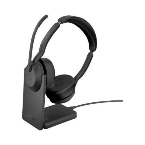 Headset Jabra Evolve2 55 link380c Stereo, mit Ladestation, Reichweite bis 30 m, bis 10 h, UC-optimiert, schwarz