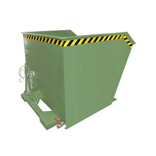 Bauer Kippbehälter GU-E 2000, mit Siebblech & Ablasshahn, öl-/wasserdicht, staplertauglich, B 1680 x T 1640 x H 1090 mm, resedagrün RAL 6011