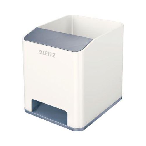 Stiftehalter Leitz WOW Sound, 1 Fach, Smartphone-Fach mit Soundverstärkung, weiß/grau