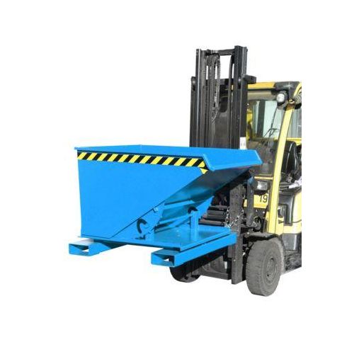 Kippbehälter Typ 3S 600, Tragfähigkeit 1000 kg, mit 3-seitiger Kippfunktion, blau RAL 5012