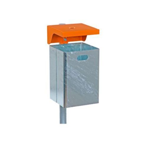 Abfallbehälter aus feuerverzinktem Stahlblech, mit Ascher, Dreikantschloss, 40 Liter, B 310 x T 360 x H 600 mm, silbermetallic