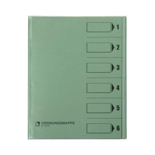bene Ordnungsmappe m. Schutzumschlag, Pendarec-Karton, recycling, grün, 6-tlg.