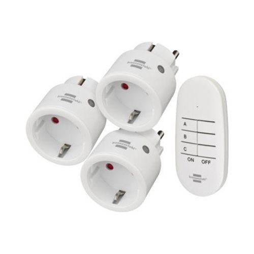 Brennenstuhl Comfort-Line Funkschalt-Set MINI 3+1, 3 Funksteckdosen, 1 Handsender, bis 2300 W, 25 m Reichweite, für den Innenbereich, erhöhter Berührungsschutz, B 148 x H 100 mm, weiß, inkl. Batterien