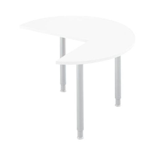 Ansatztisch, 3/4 Kreis, Ø 1200 mm, Ansatz rechts/links, weiß/weißalu