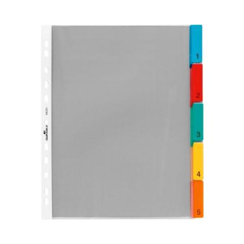 Durable PP-Hüllenregister überbreit, 5 Blätter, farbige Taben