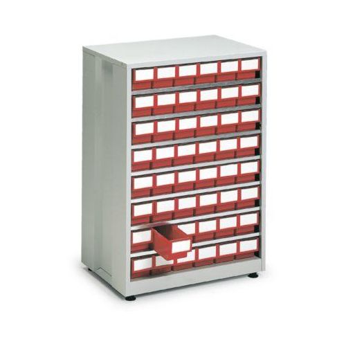 Schubladenregal, mit 48 Schubladen, rot