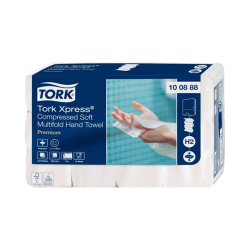 Tork® Falthandtücher Tork Xpress® Compressed 100888, 2-lagig, Multifold-Falzung, H2-kompatibel, 2040 Tücher, Papier, weiß
