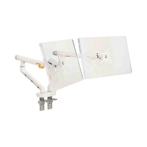 Monitorarm BakkerElkhuizen BE Flexible Dual, für 2 Monitore, bis 10 kg, dreh-, neig- und schwenkbar, 80 mm Klemmweite, VESA-komaptibel, ergonomisch, Höhenverstellbar von 170 bis 582 mm, hellgrau/weiß