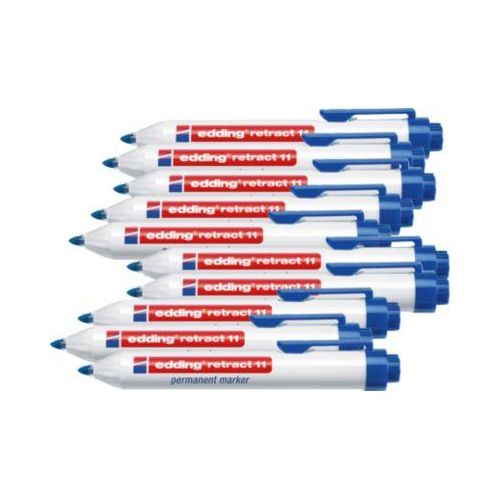 edding retract 11 Permanentmarker, ohne Kappe, mit Druckmechanik, 10 Stück, blau