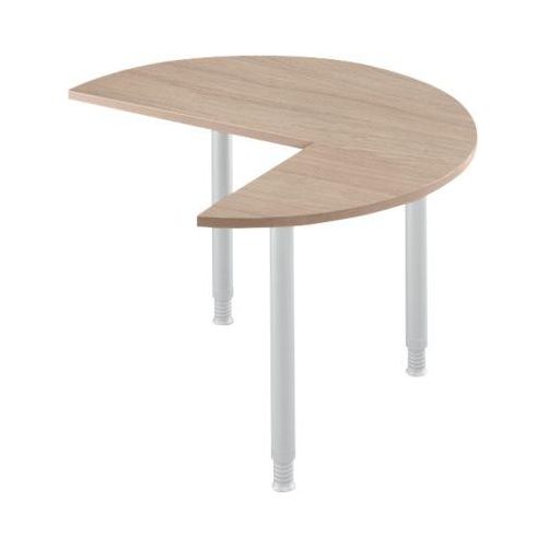 Ansatztisch, 3/4 Kreis, Ø 1200 mm, Ansatz rechts/links, Eiche/weißalu