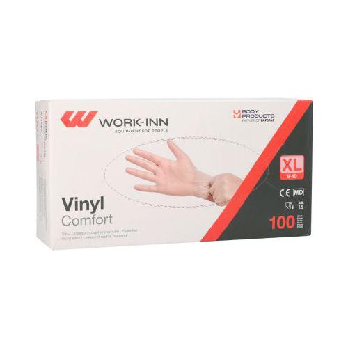 Einmalhandschuhe WORK-INN Comfort, Vinyl, puderfrei, latexfrei, transparent, Größe XL, 100 Stück