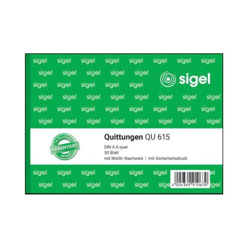 sigel® Quittungen mit MWSt.-Nachweis QU615, DIN A6 quer, 50 Blatt