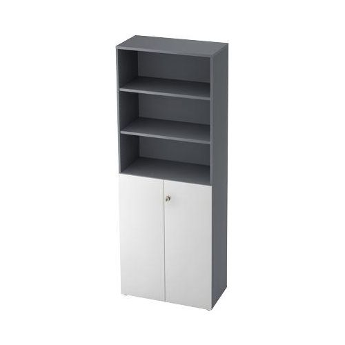 Regalschrank TOPAS LINE, 3 OH Regal/3 OH Türen, graphit/weiß