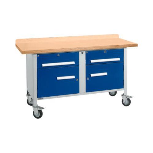 Mobile Werkbank Schäfer Shop Select PWi 150-0, Buche Multiplexplatte, bis 400 kg, B 1500 x T 700 x H 840 mm