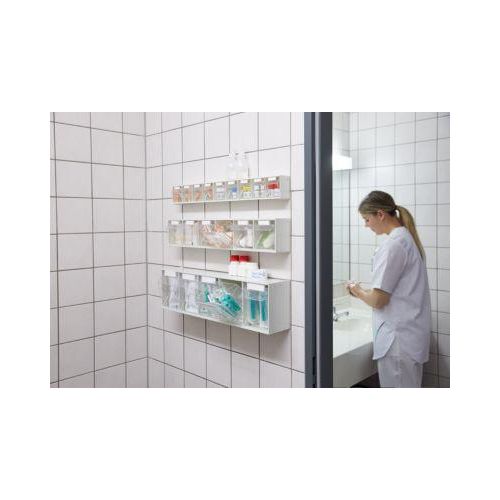 Kleinteilemagazin MultiStore, Reihengröße 6, B 600 x T 75 x H 113 mm, Volumen 2,2 l, stapelbar, Polystyrol, weiß/transp.