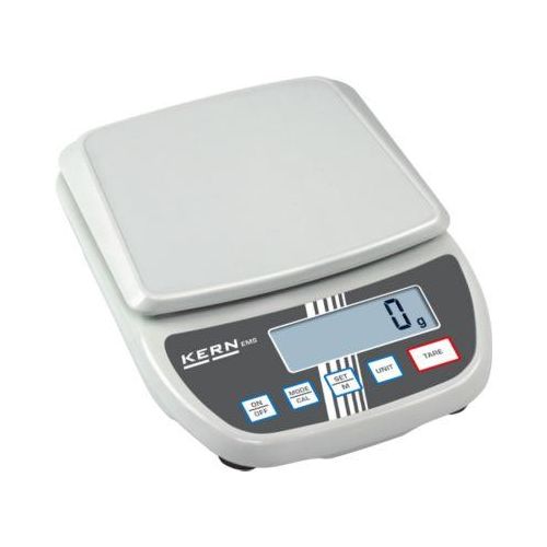 Laborwaage Kern EMS 12K0.1, Ablesbarkeit 0,1 g, Wägebereich 12 kg, großes LC-Display, B 200 x T 280 x H 65 mm, Kunststoff, weiß